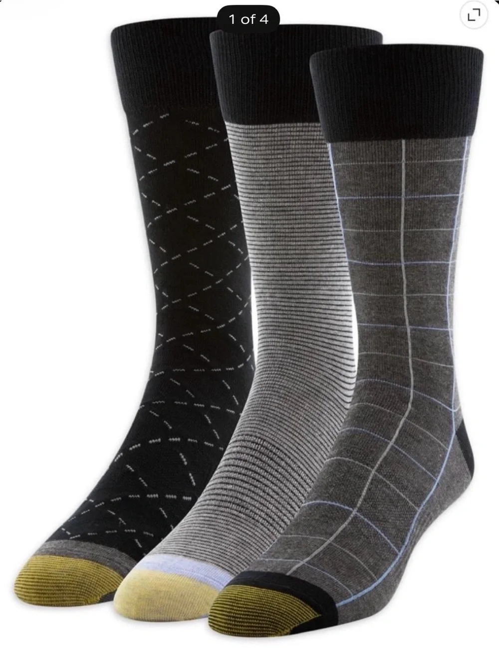 Men's Dress Sock 3-Pack - Black & Gray